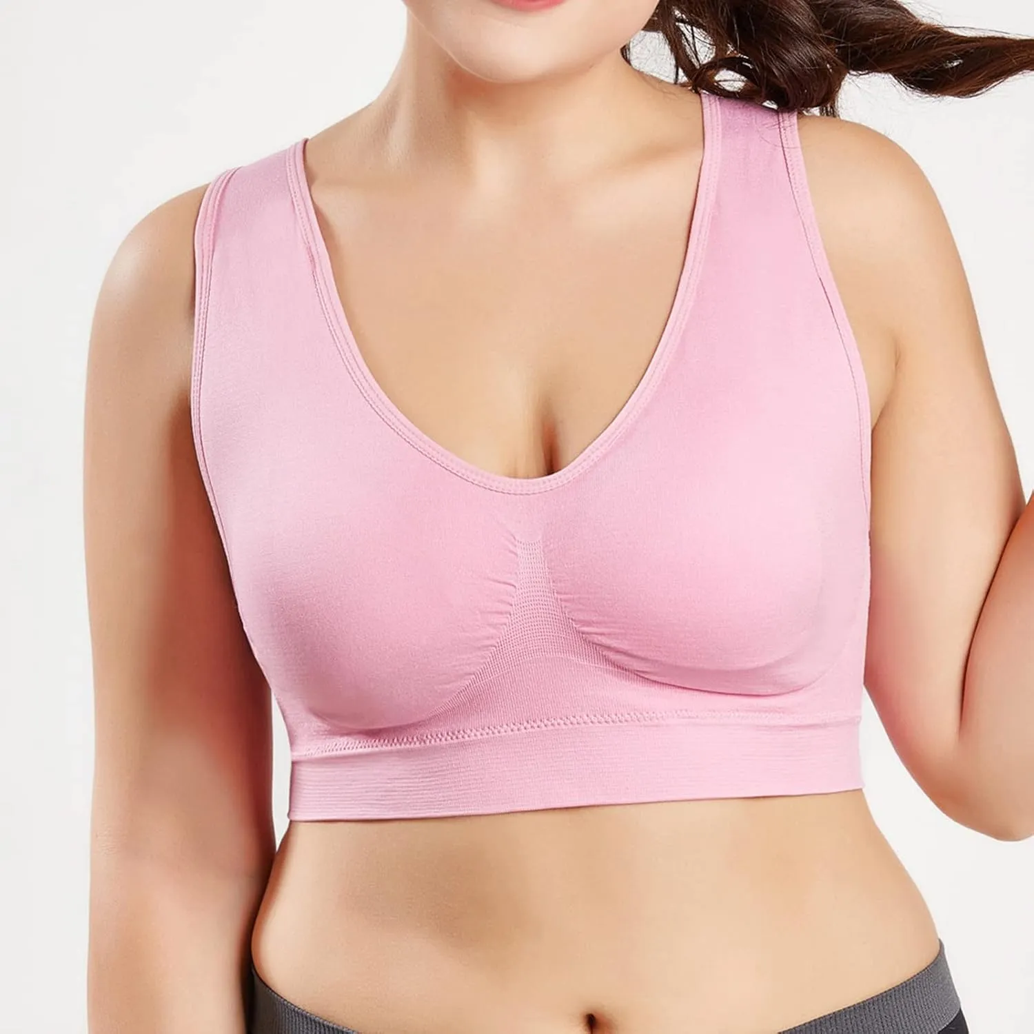 Plus Size Sport Bra for Women Full Figure Lightly Wirefree Bras Seamless Beauty Back Underwear Yoga Workout Bralette