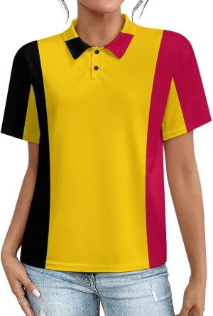 Polo Athletic Shirts for Women Button Down Short Sleeve Tops Quick Dry Resistant Moisture Wicking Golf Polo