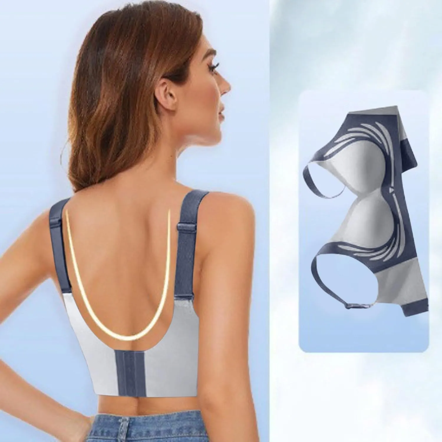 Powerful Push up Bra Seamless Wireless Super Gather Support Bra Lifting Breast Anti-Sagging Pushup Bra for Older Women