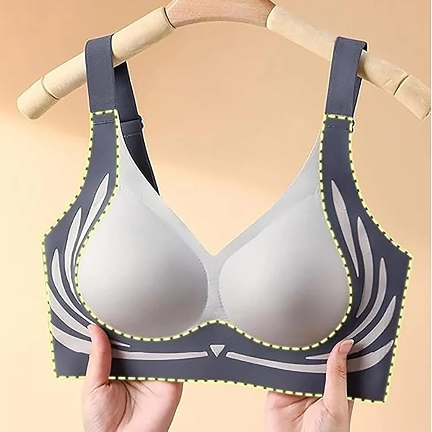 Powerful Push up Bra Seamless Wireless Super Gather Support Bra Lifting Breast Anti-Sagging Pushup Bra for Older Women