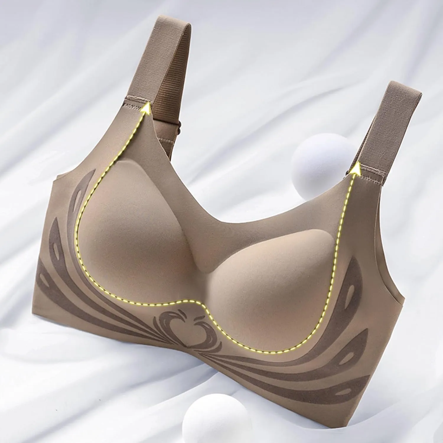 Powerful Push up Bra Seamless Wireless Super Gather Support Bra Lifting Breast Anti-Sagging Pushup Bra for Older Women