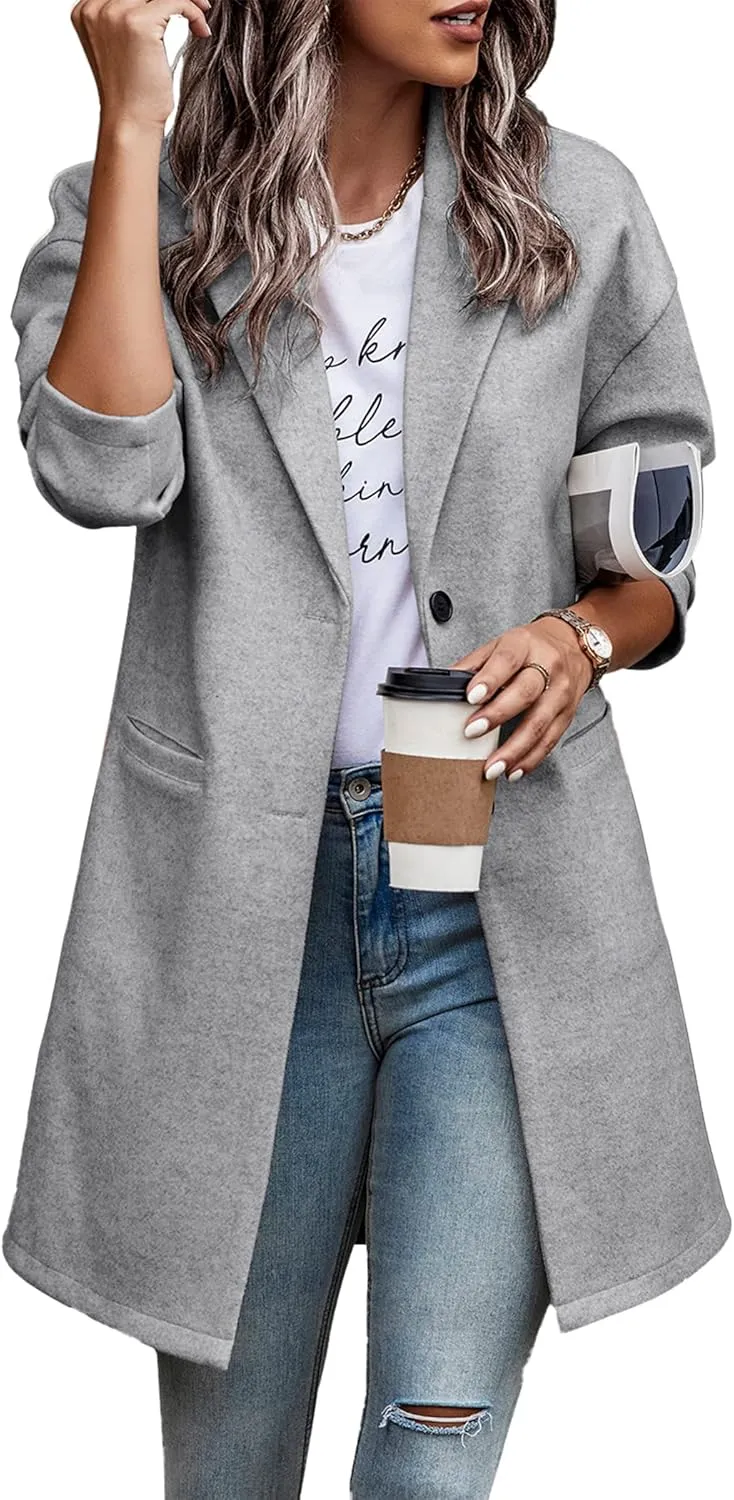PRETTYGARDEN Women's Plaid Shacket Jacket Trendy Casual Button Wool Blend Winter Tartan Trench Coat with Pockets