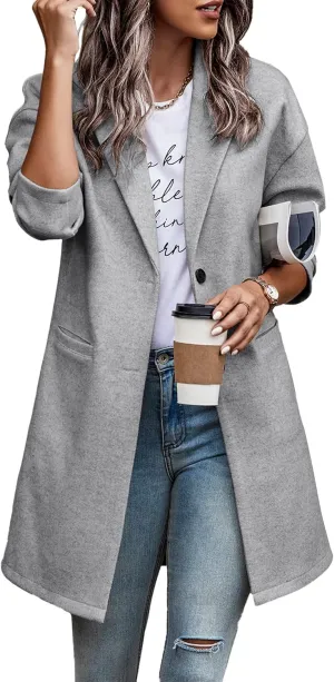 PRETTYGARDEN Women's Plaid Shacket Jacket Trendy Casual Button Wool Blend Winter Tartan Trench Coat with Pockets
