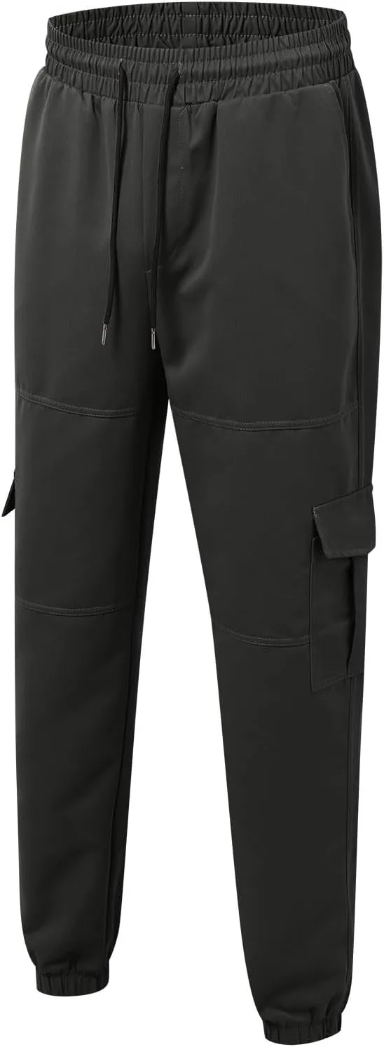 Relaxed Fit Cargo Pants for Men Stretch Casual Outdoor Hiking Harem Pants Elastic Waisted Drawstring Vintage Sweatpants