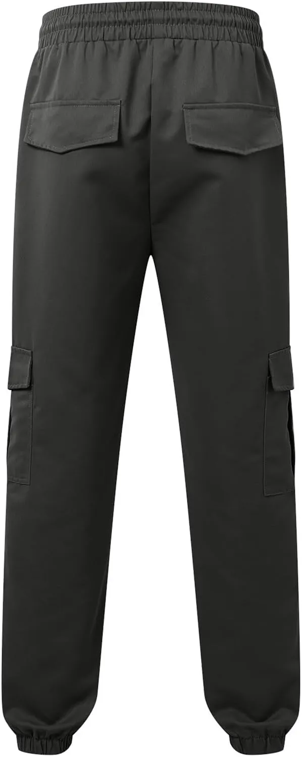 Relaxed Fit Cargo Pants for Men Stretch Casual Outdoor Hiking Harem Pants Elastic Waisted Drawstring Vintage Sweatpants
