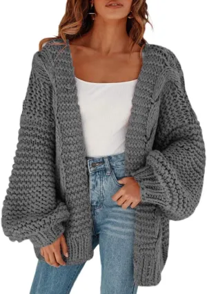 Remikstyt Womens Chunky Cardigan Cable Knit Oversized Open Front Cardigan Sweaters