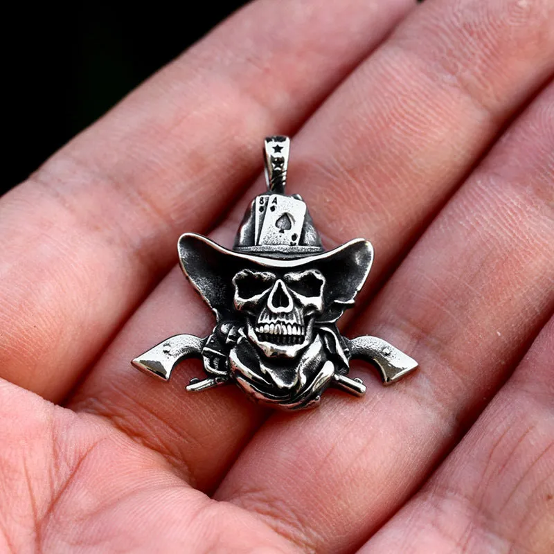 Retro Titanium Steel Skull Pendant for Men - European and American Denim Jewelry Collection