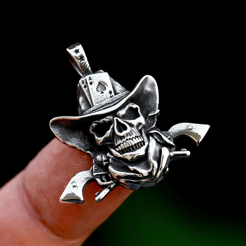 Retro Titanium Steel Skull Pendant for Men - European and American Denim Jewelry Collection