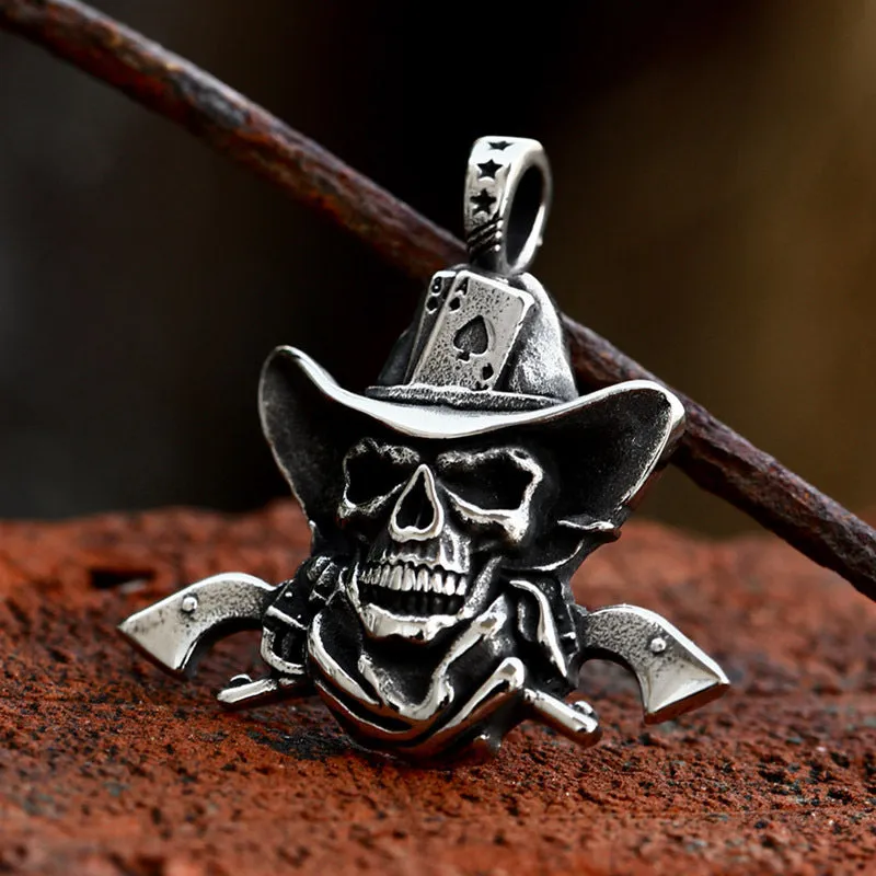 Retro Titanium Steel Skull Pendant for Men - European and American Denim Jewelry Collection
