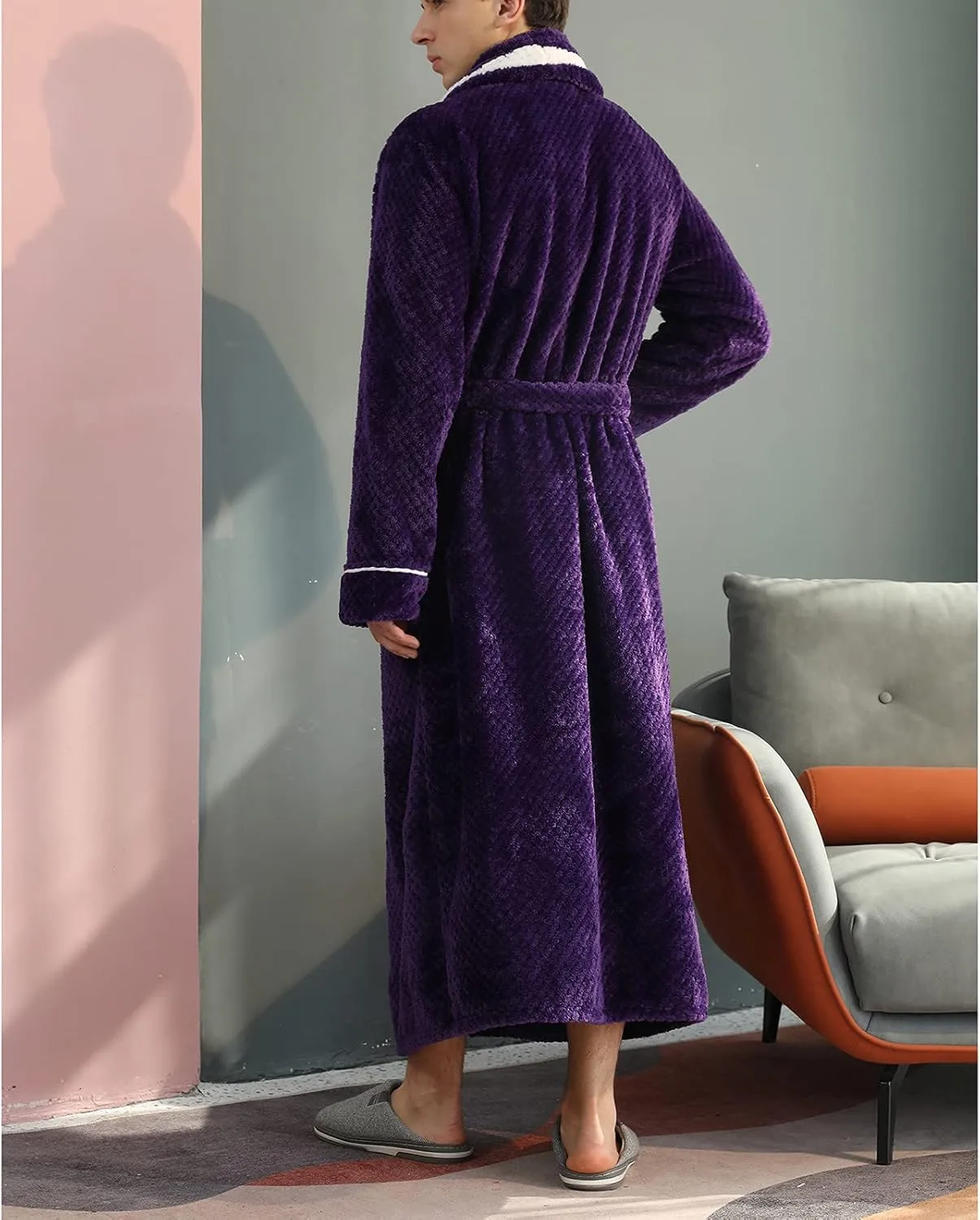 Robe for Men Warm Thick Wrap Style Soft Spa Bathrobe Winter Full Lenght Loungewear Matching Pajamas for Couples