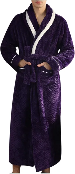 Robe for Men Warm Thick Wrap Style Soft Spa Bathrobe Winter Full Lenght Loungewear Matching Pajamas for Couples