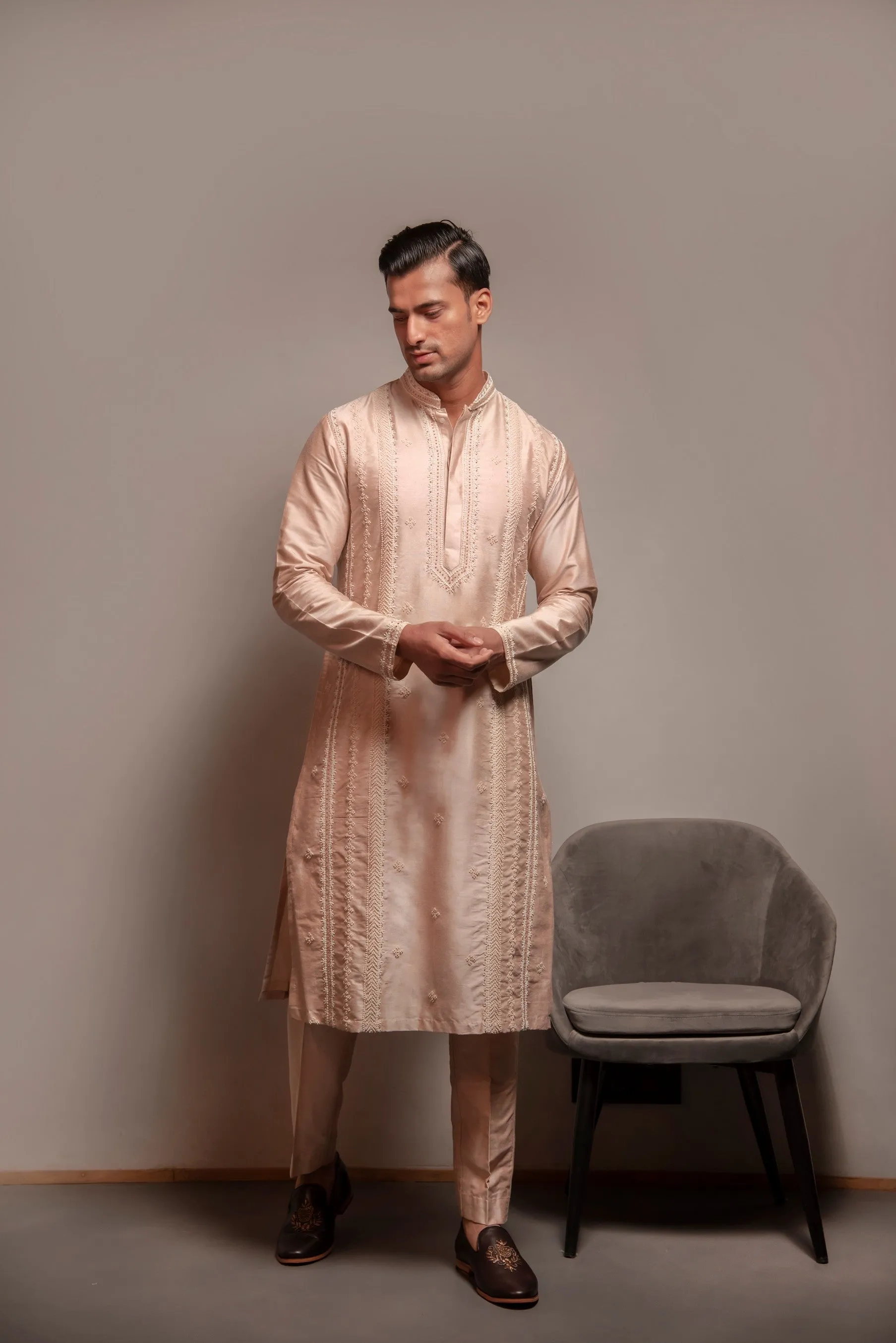 Rosewater Embroidered Kurta Set
