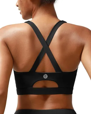 RUNNING GIRL Sports Bra for Women High Support Molded Cup Strappy Running Sports Bras Workout Sports Bra