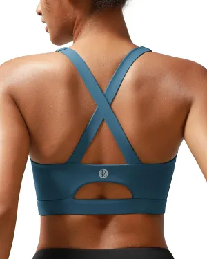 RUNNING GIRL Sports Bra for Women High Support Molded Cup Strappy Running Sports Bras Workout Sports Bra