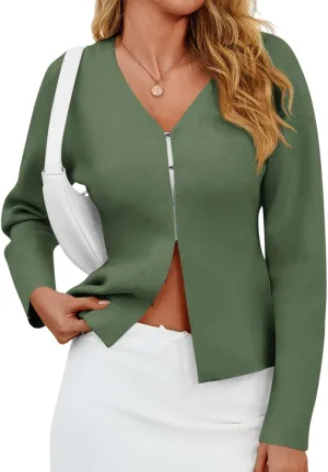 Saodimallsu Womens V Neck Sweater Blazer Peplum Long Sleeve Knit Open Front Split Cardigan Sweaters