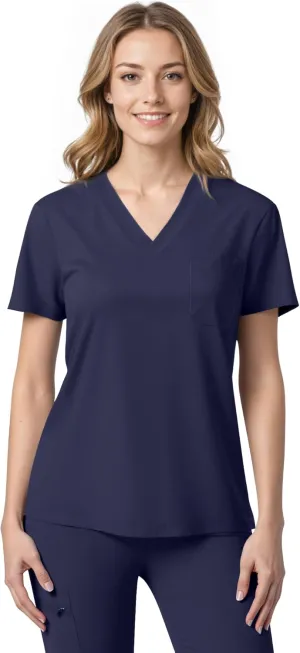 Scrubs for Women, Stretchy V-Neck Scrubs Top with 2 Pockets and 4-Way Stretch Fabric