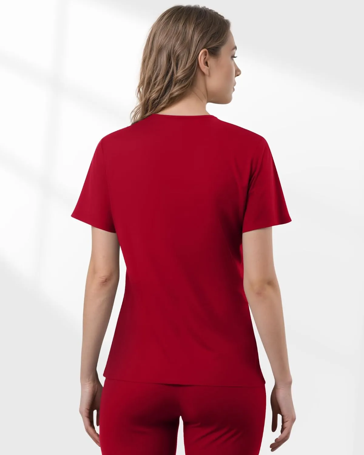Scrubs for Women, Stretchy V-Neck Scrubs Top with 2 Pockets and 4-Way Stretch Fabric