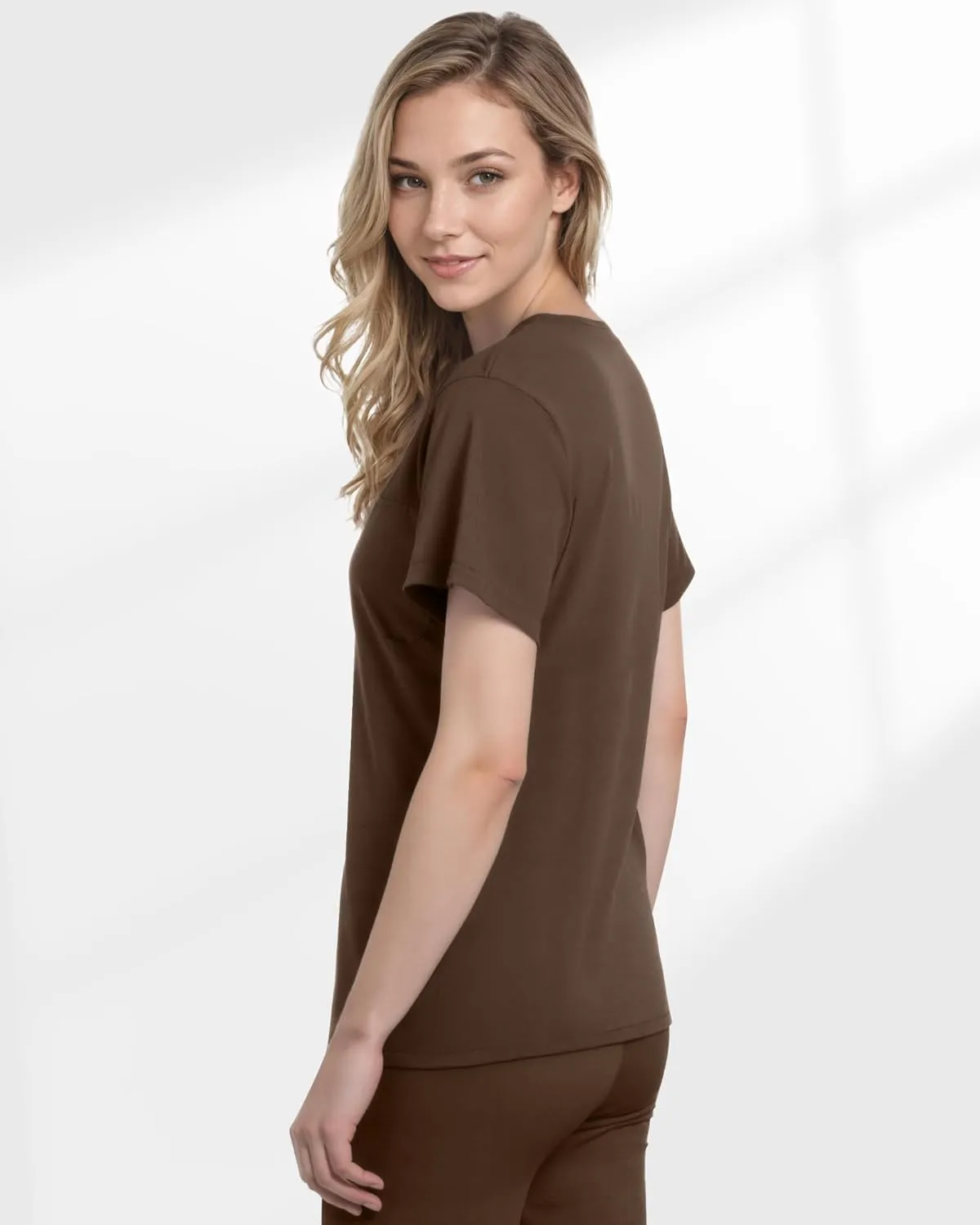 Scrubs for Women, Stretchy V-Neck Scrubs Top with 2 Pockets and 4-Way Stretch Fabric