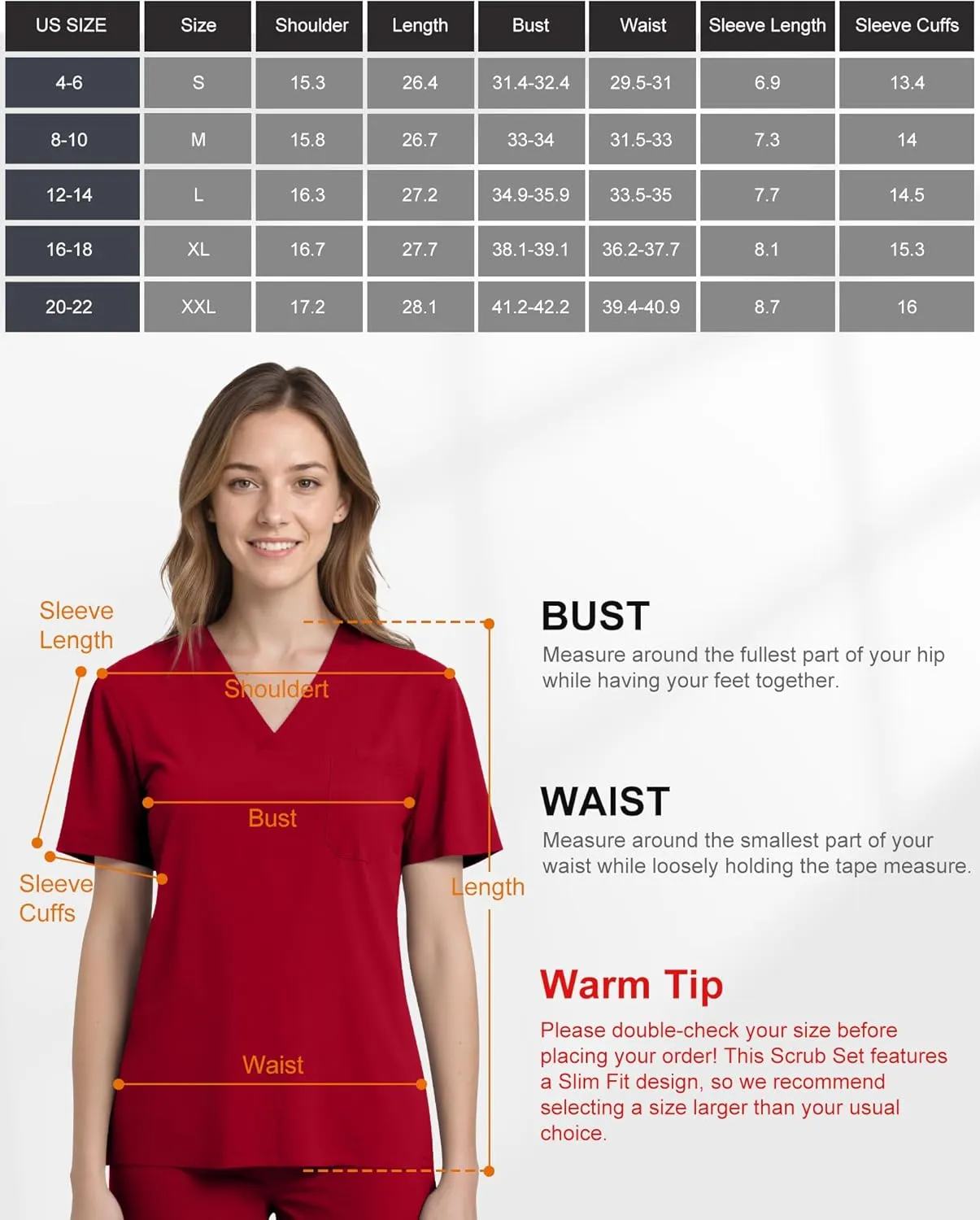 Scrubs for Women, Stretchy V-Neck Scrubs Top with 2 Pockets and 4-Way Stretch Fabric