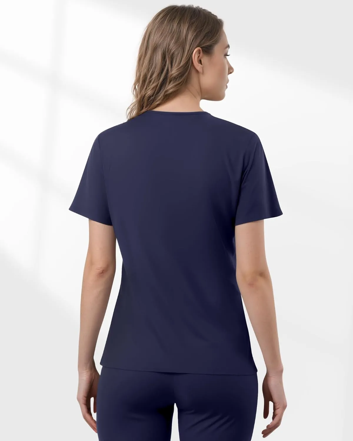 Scrubs for Women, Stretchy V-Neck Scrubs Top with 2 Pockets and 4-Way Stretch Fabric