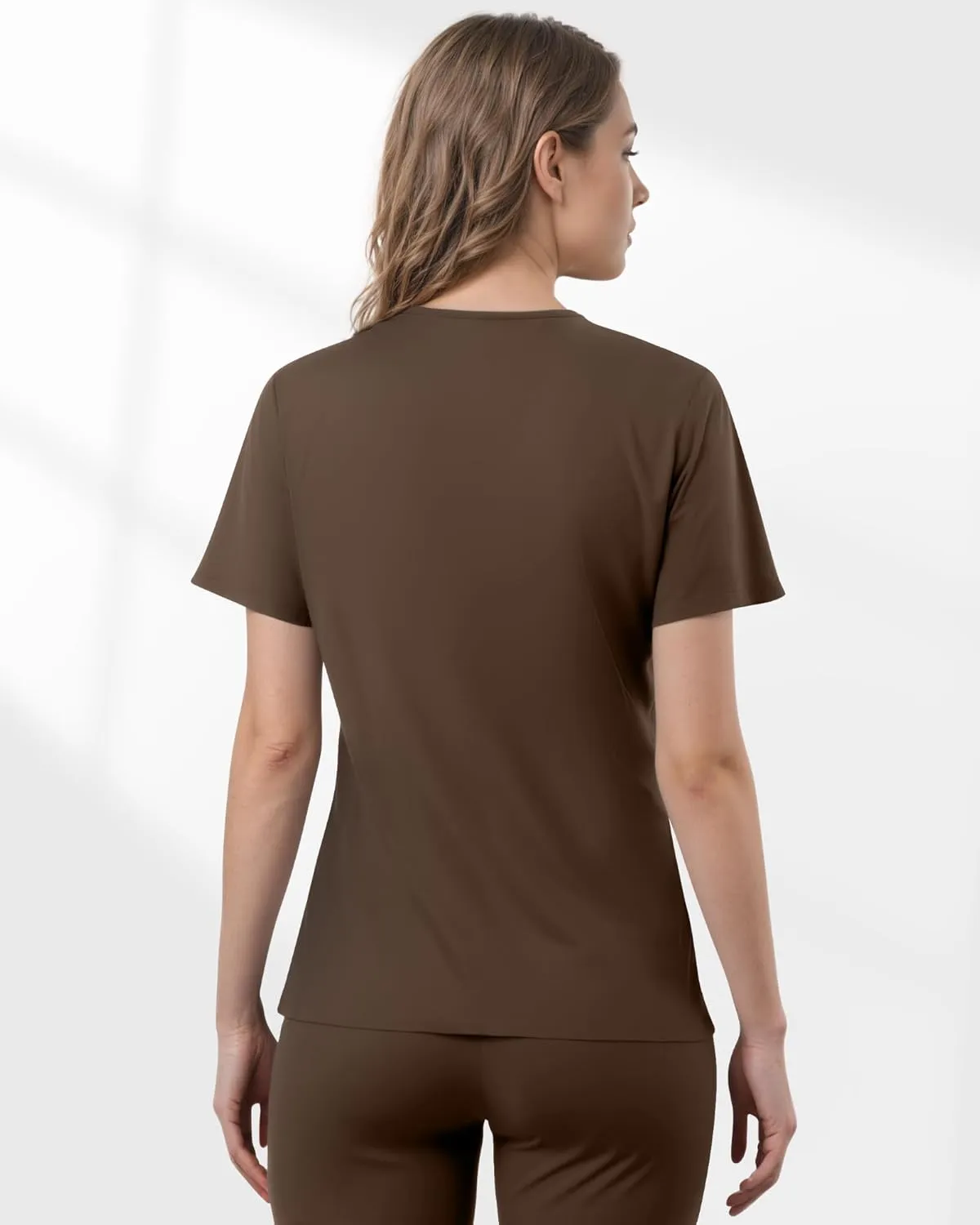 Scrubs for Women, Stretchy V-Neck Scrubs Top with 2 Pockets and 4-Way Stretch Fabric