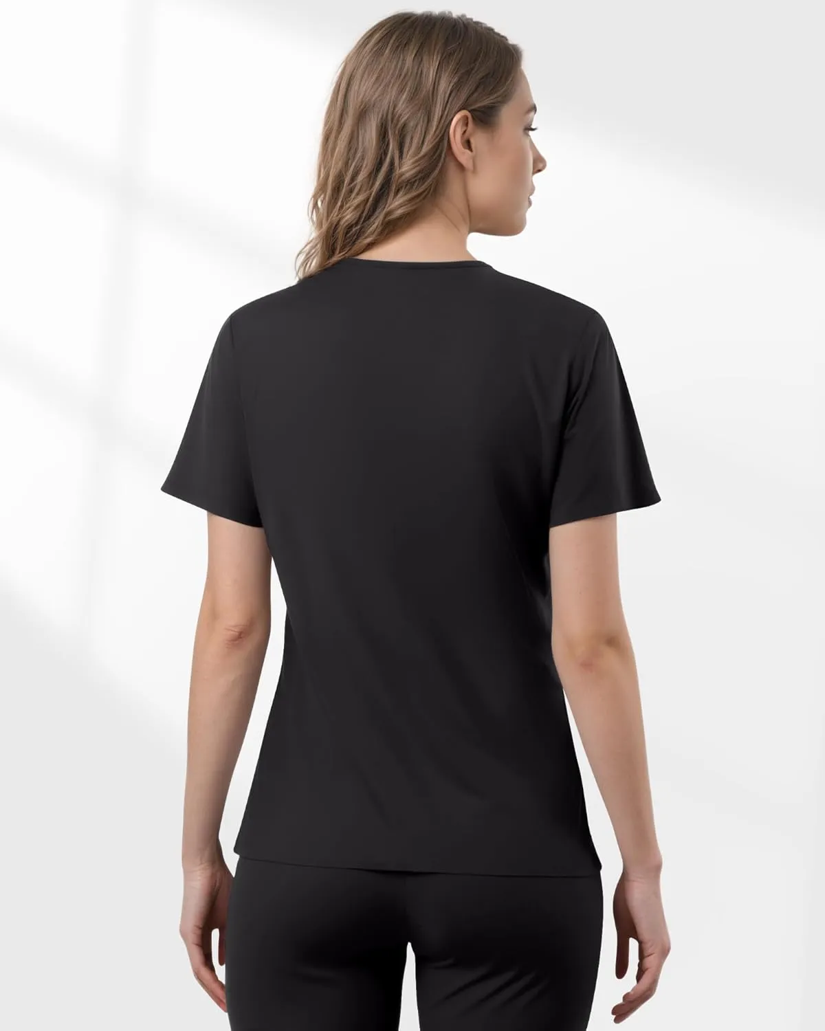Scrubs for Women, Stretchy V-Neck Scrubs Top with 2 Pockets and 4-Way Stretch Fabric