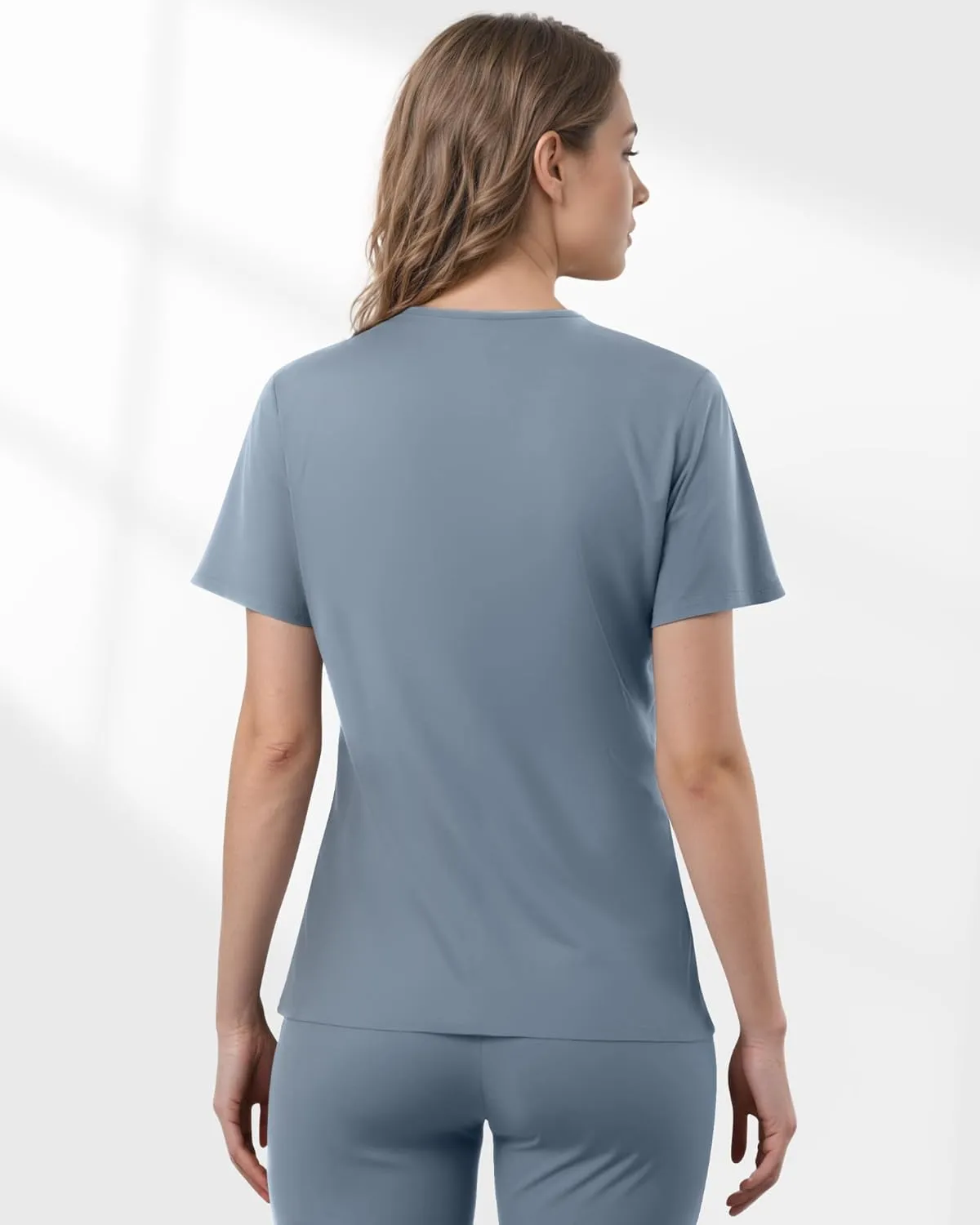 Scrubs for Women, Stretchy V-Neck Scrubs Top with 2 Pockets and 4-Way Stretch Fabric