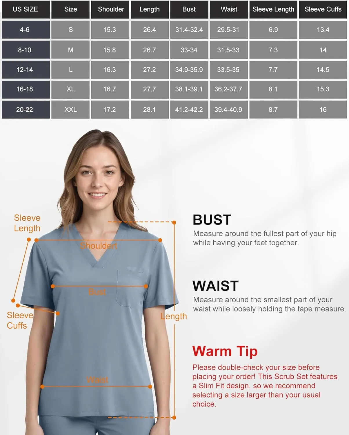 Scrubs for Women, Stretchy V-Neck Scrubs Top with 2 Pockets and 4-Way Stretch Fabric