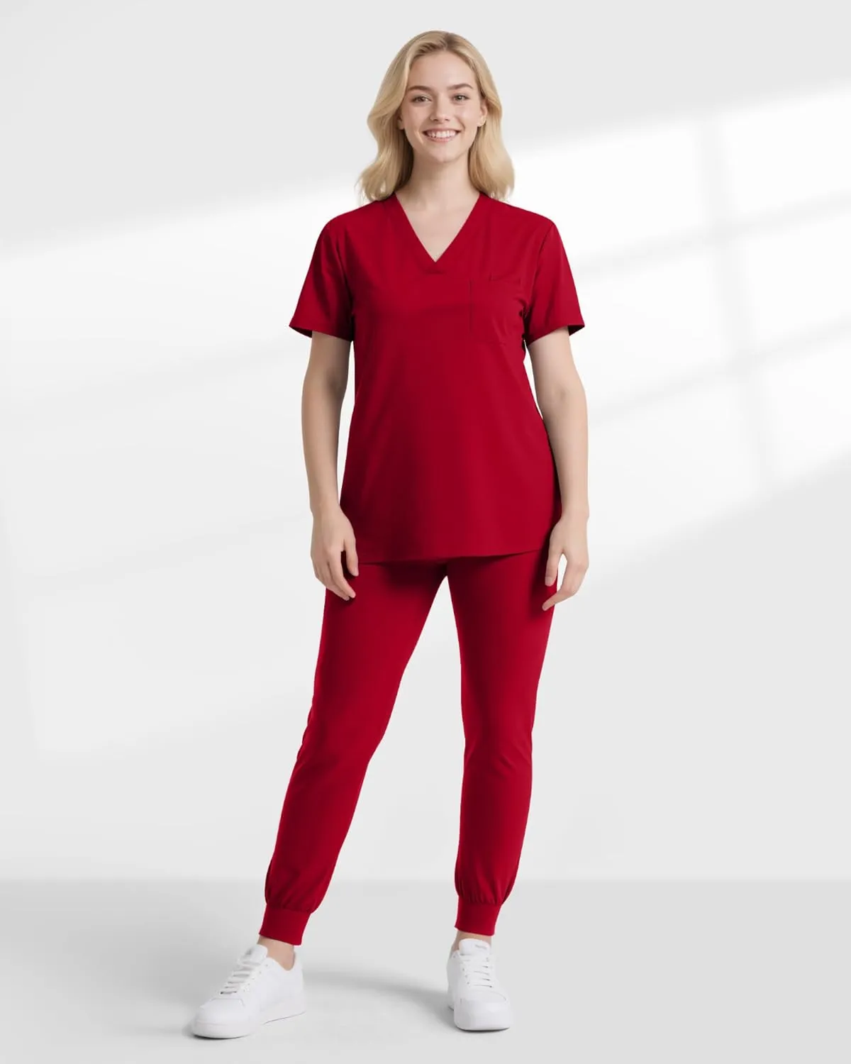 Scrubs for Women, Stretchy V-Neck Scrubs Top with 2 Pockets and 4-Way Stretch Fabric