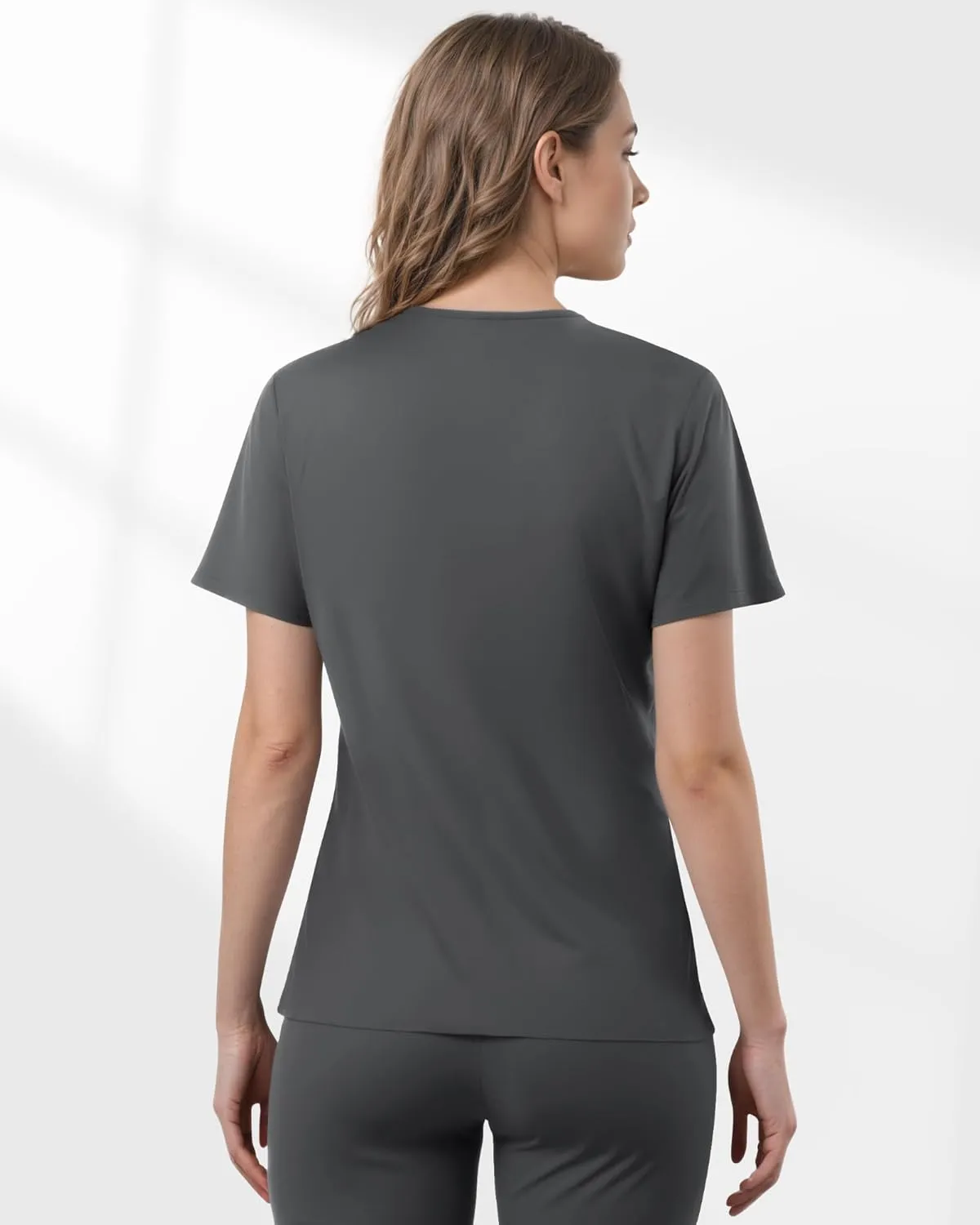 Scrubs for Women, Stretchy V-Neck Scrubs Top with 2 Pockets and 4-Way Stretch Fabric