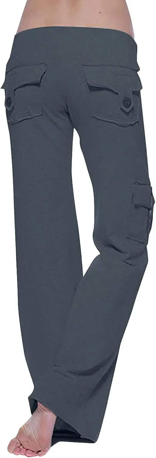 SEAOPEN Cargo Pants for Women High Waisted Baggy Pants Loose Wide Leg Trouser Casual Drawstring Cargo Pants with Pockets