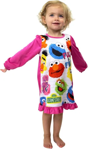 Sesame Street Toddler Girls Long Sleeve Nightgown Pajamas