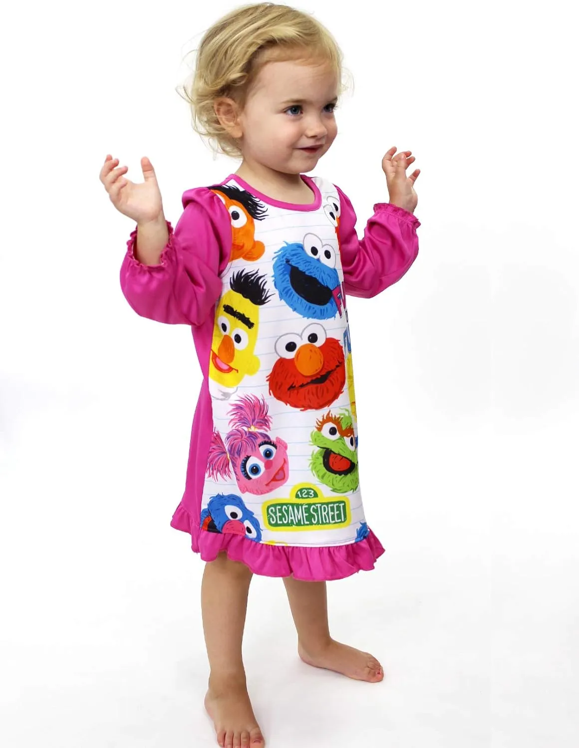 Sesame Street Toddler Girls Long Sleeve Nightgown Pajamas