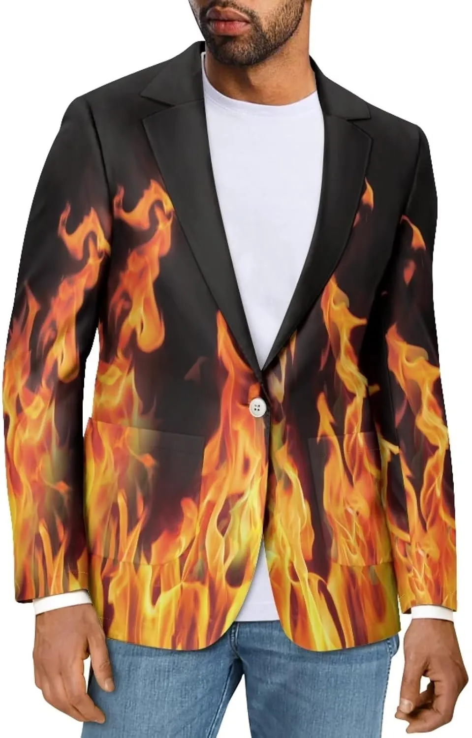Sharks Men's Casual Blazer Jacket Lightweight Slim Fit Stretch Fabric for Office Wedding Travel (Multiple Colors)