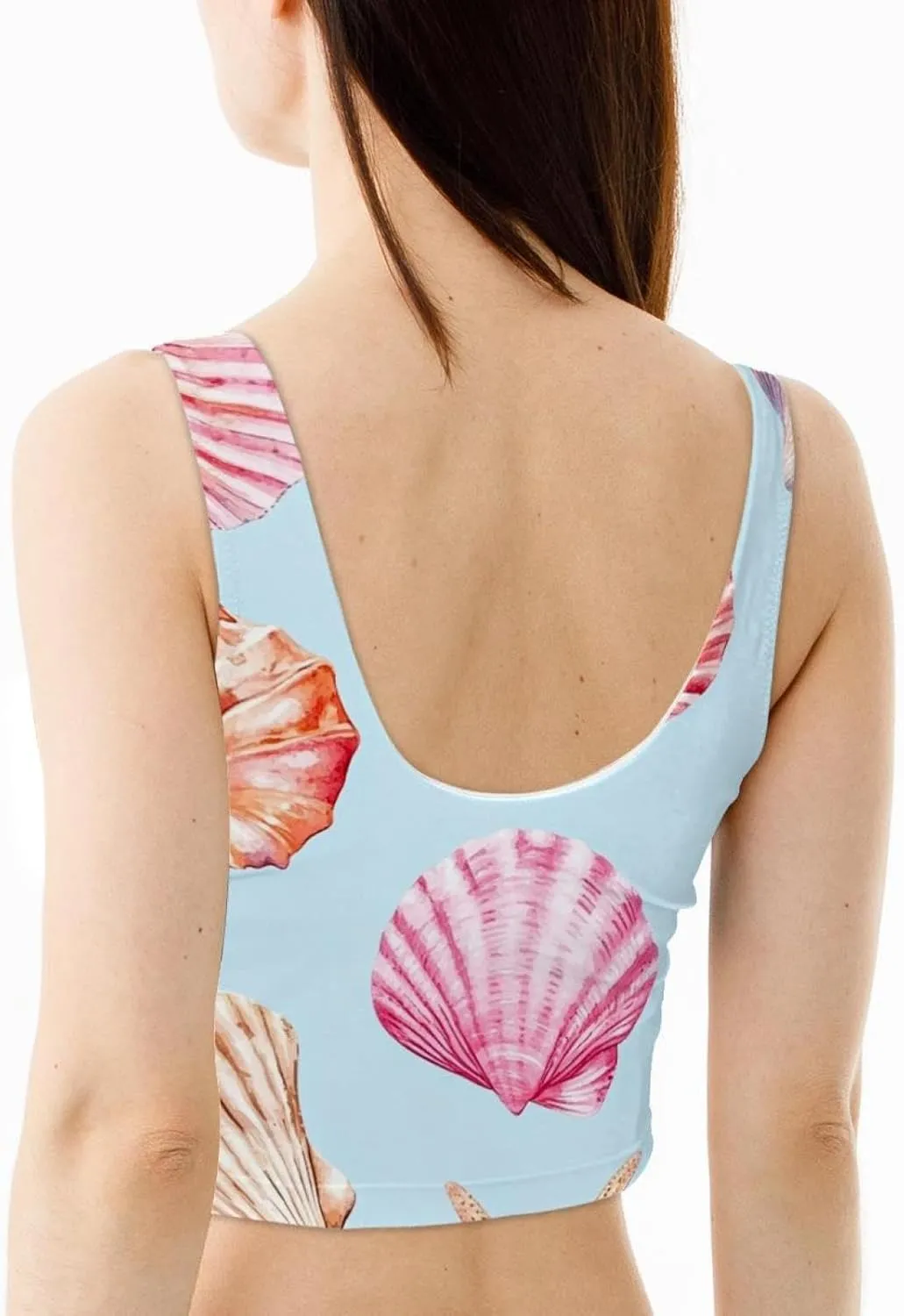Shells Womens' Sports Bra, U Back Padded Sports Bra for Yoga Gym