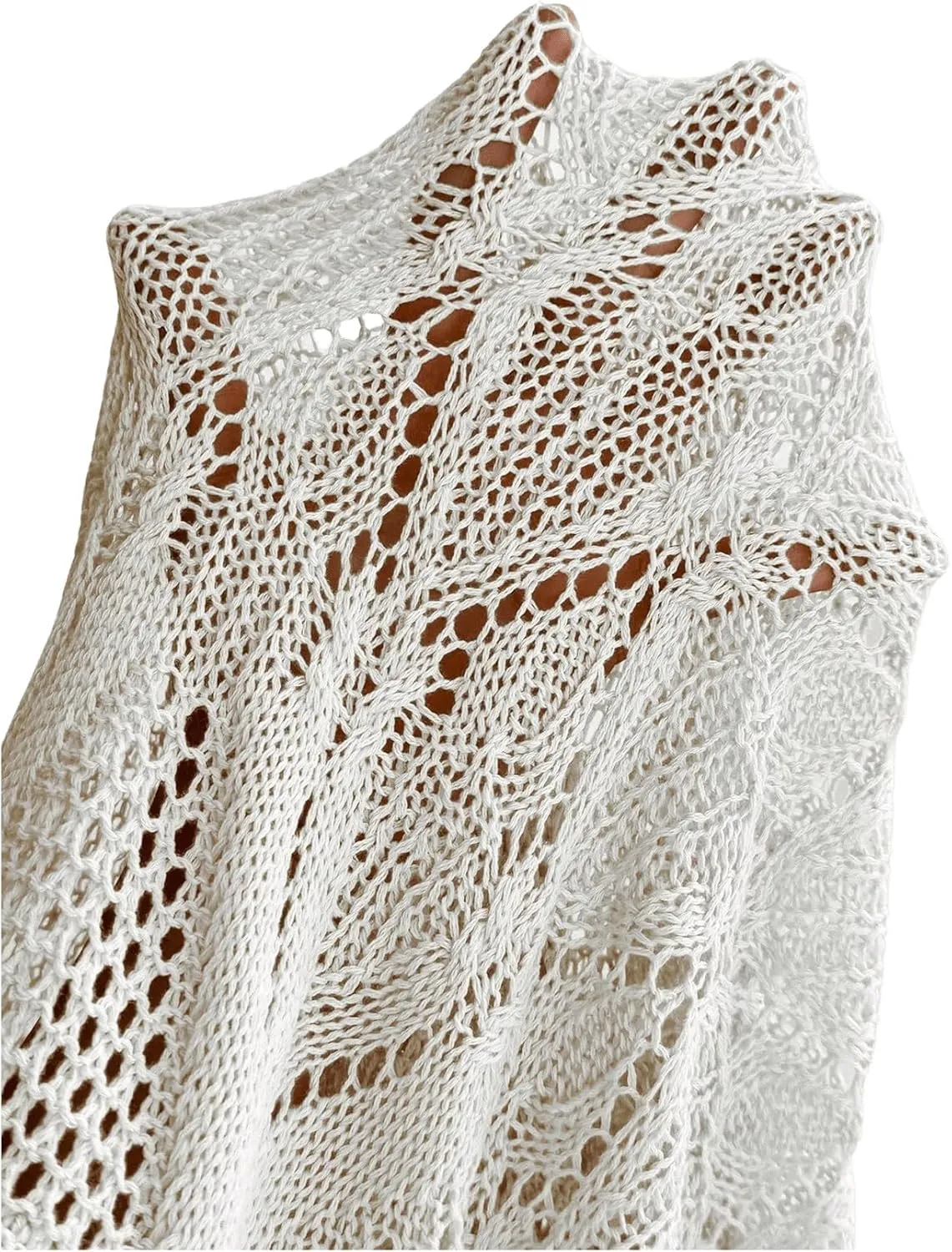 SHENHE Women's Crochet Swim Cover Up High Slit Sheer Long Beach Skirt Cover Up