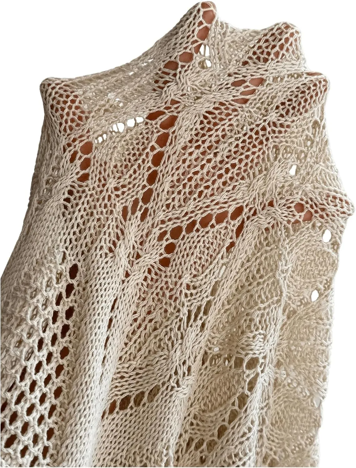 SHENHE Women's Crochet Swim Cover Up High Slit Sheer Long Beach Skirt Cover Up
