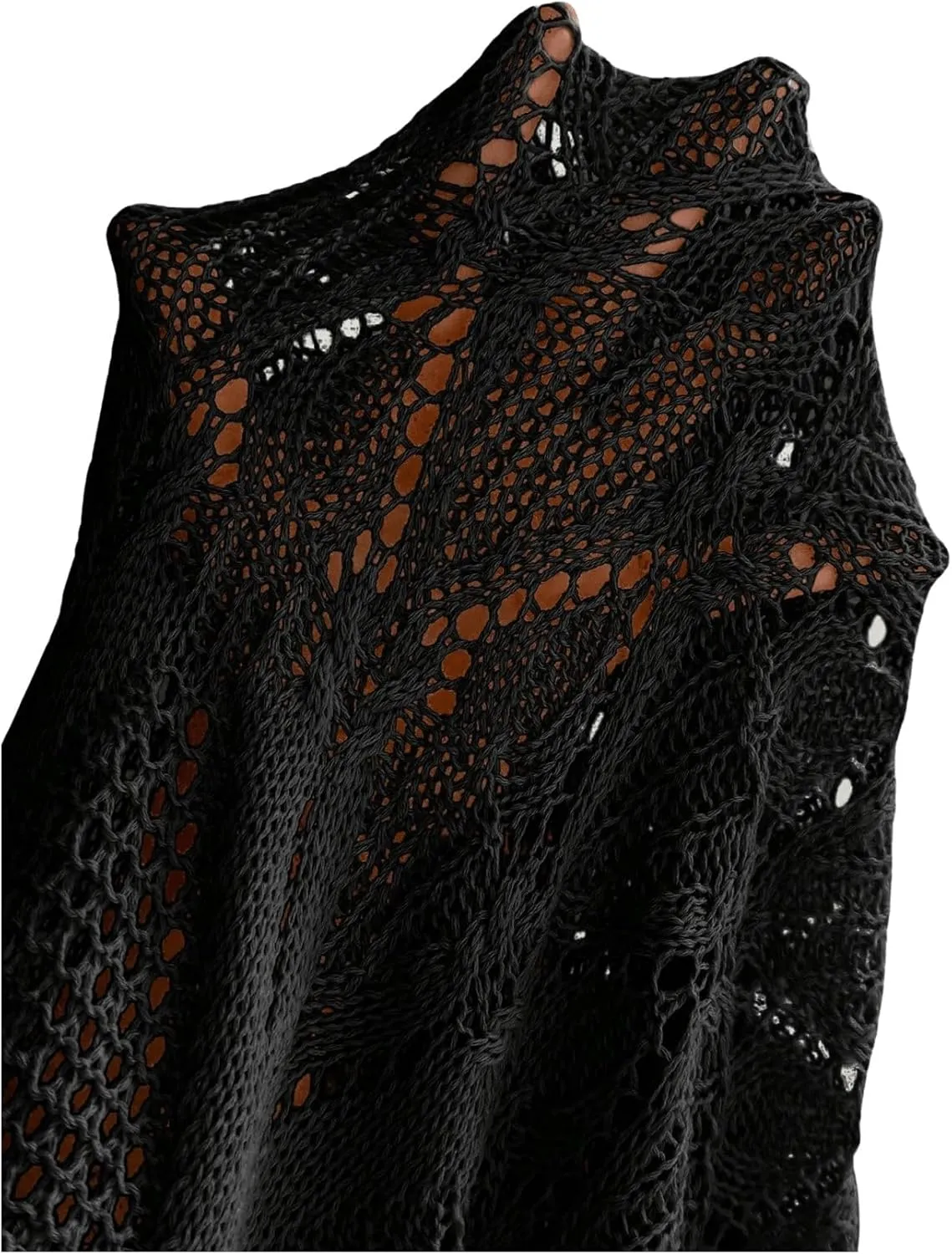 SHENHE Women's Crochet Swim Cover Up High Slit Sheer Long Beach Skirt Cover Up