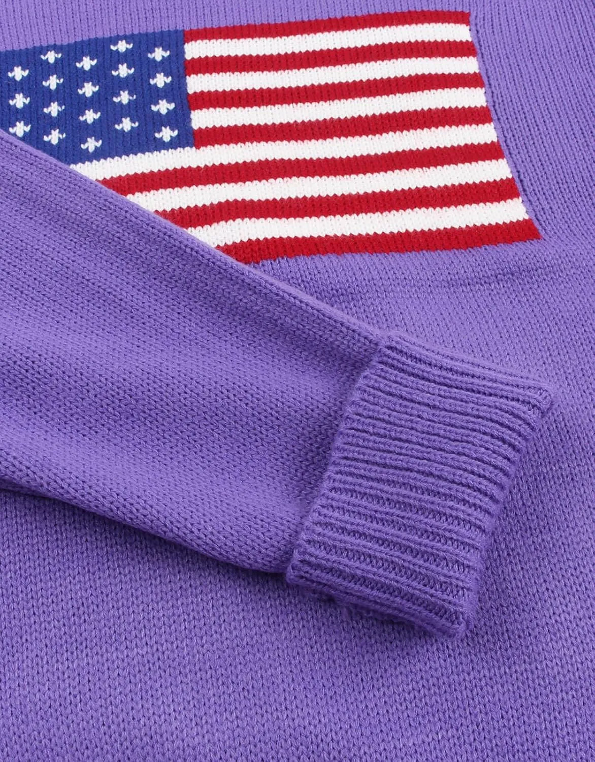 shermie Women's Long Sleeve Crew Neck Sweater Casual Lightweight American Flag Pullover Sweaters