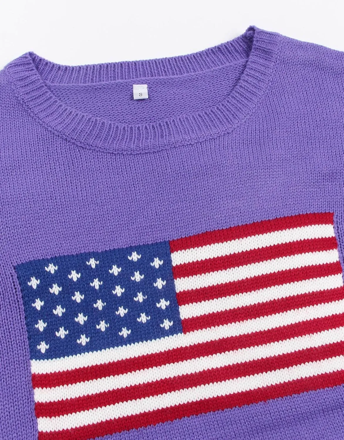 shermie Women's Long Sleeve Crew Neck Sweater Casual Lightweight American Flag Pullover Sweaters