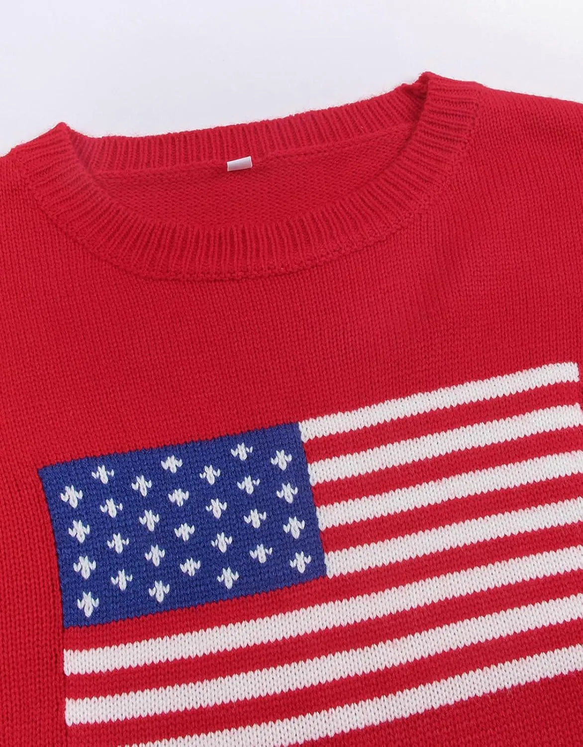 shermie Women's Long Sleeve Crew Neck Sweater Casual Lightweight American Flag Pullover Sweaters