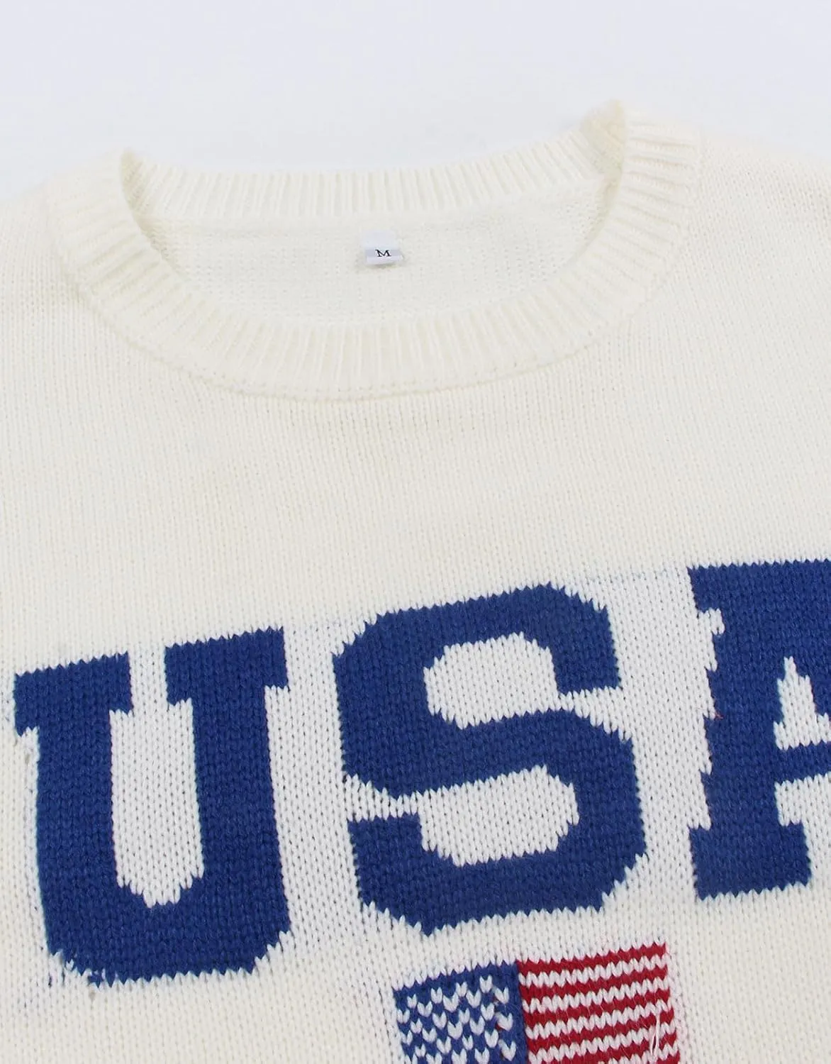 shermie Women's Long Sleeve Crew Neck Sweater Casual Lightweight American Flag Pullover Sweaters