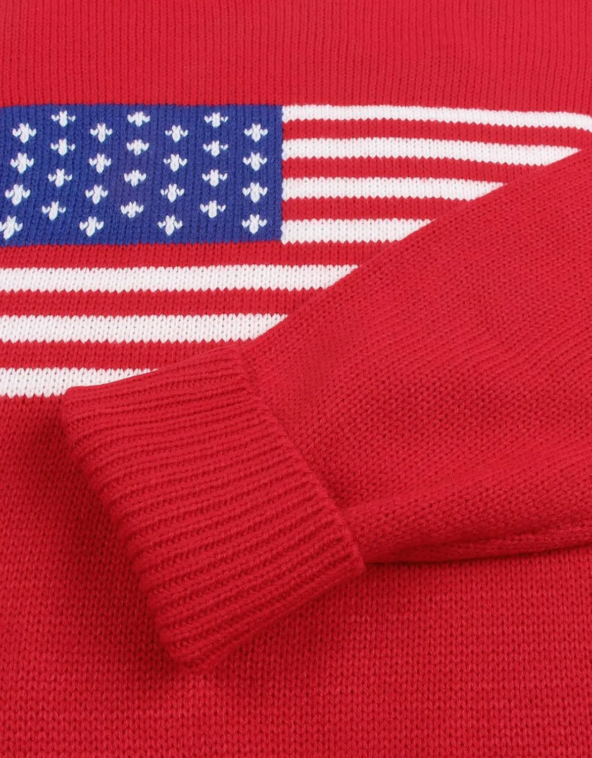 shermie Women's Long Sleeve Crew Neck Sweater Casual Lightweight American Flag Pullover Sweaters
