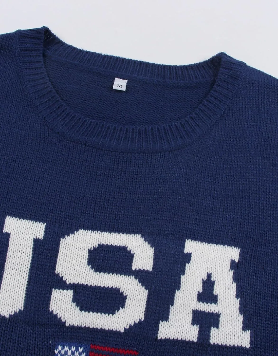shermie Women's Long Sleeve Crew Neck Sweater Casual Lightweight American Flag Pullover Sweaters