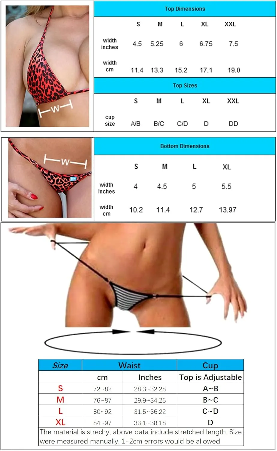 SHERRYLO Micro Bikini Extreme Sexy Womens Swimsuits G String Thong Bikinis Mini Bathing Suit for Women Microkini Swimsuit