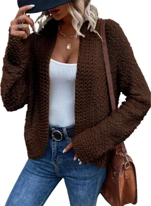 Sidefeel Women's Cardigans Sweaters Casual Long Sleeve Open Front Chunky Knit Coats 2024 Fall Fashion