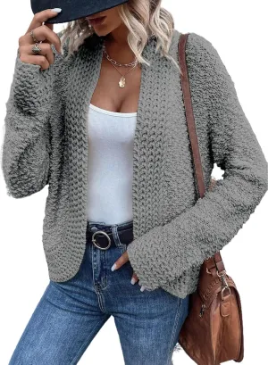 Sidefeel Women's Cardigans Sweaters Casual Long Sleeve Open Front Chunky Knit Coats 2024 Fall Fashion