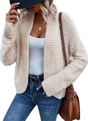 Sidefeel Women's Cardigans Sweaters Casual Long Sleeve Open Front Chunky Knit Coats 2024 Fall Fashion