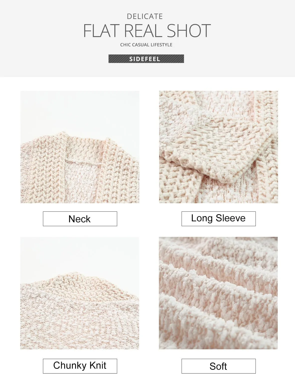 Sidefeel Women's Cardigans Sweaters Casual Long Sleeve Open Front Chunky Knit Coats 2024 Fall Fashion