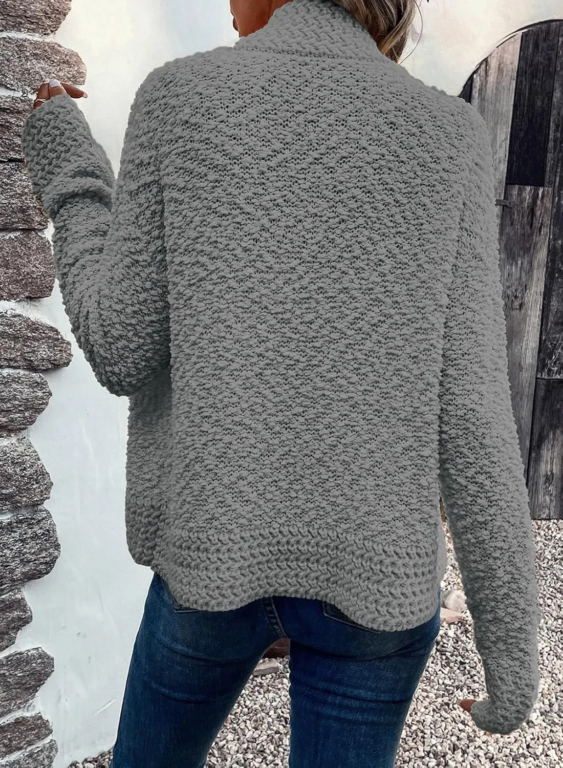 Sidefeel Women's Cardigans Sweaters Casual Long Sleeve Open Front Chunky Knit Coats 2024 Fall Fashion